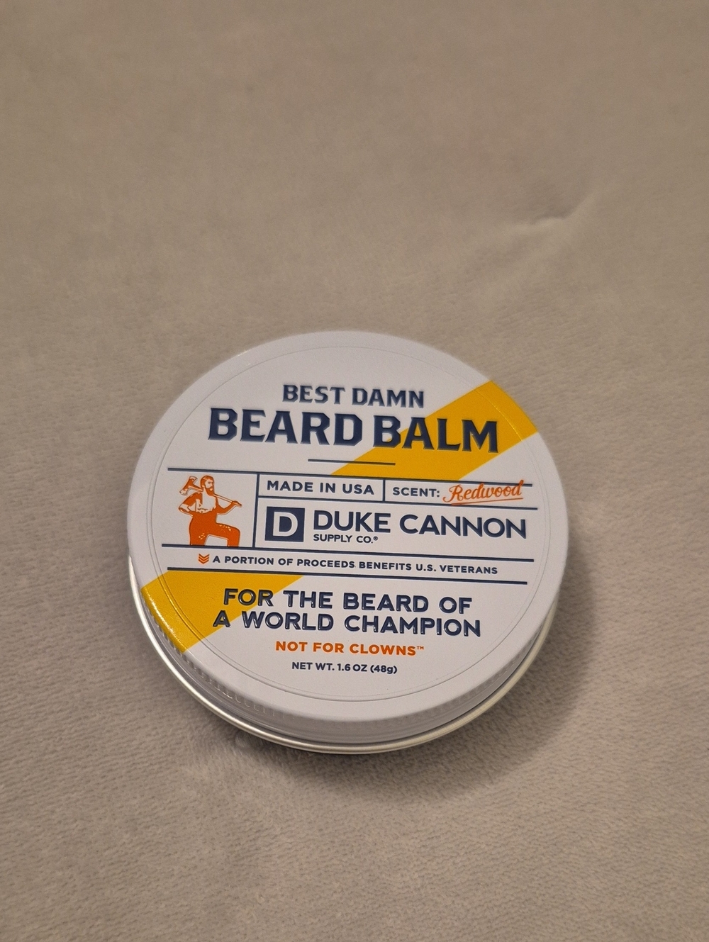 Duke Cannon Best Damn Beard Balm - White with Yellow Accents